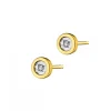 Kolczyki z żółtego i białego złota z diamentami - 0,02 ct - próba 375