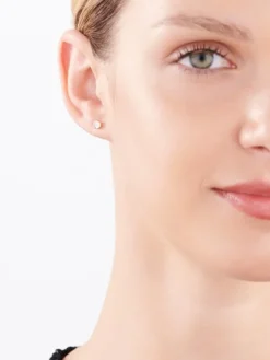 Kolczyki z żółtego i białego złota z diamentami - 0,02 ct - próba 375