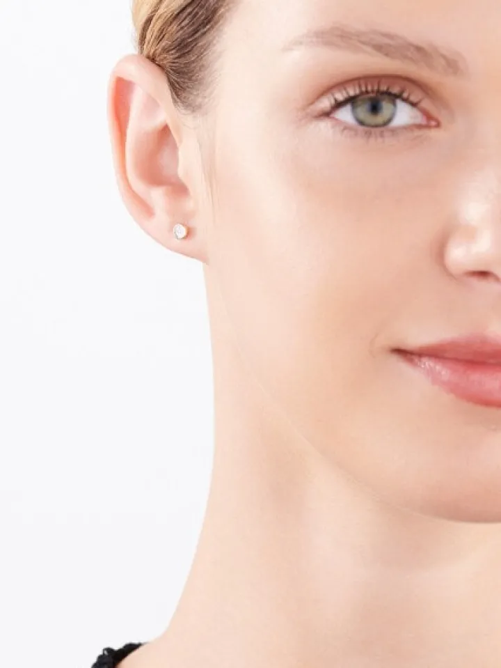 Kolczyki z żółtego i białego złota z diamentami - 0,02 ct - próba 375