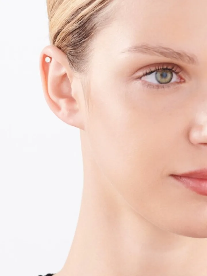 Kolczyki z żółtego i białego złota z diamentami - 0,02 ct - próba 375