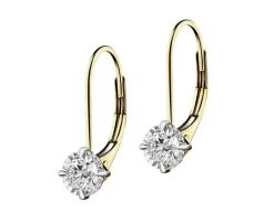 Kolczyki z żółtego i białego złota z brylantami - 0,16 ct - próba 585