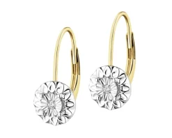 Kolczyki z żółtego i białego złota z brylantami - 0,02 ct - próba 375