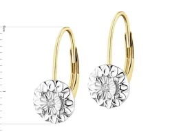 Kolczyki z żółtego i białego złota z brylantami - 0,02 ct - próba 375
