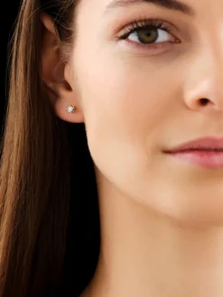 Kolczyki z żółtego i białego złota z brylantami - serca - 0,12 ct - próba 585