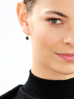 Kolczyki z żółtego i białego złota z diamentami i szafirami - próba 585