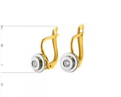 Kolczyki z żółtego i białego złota z brylantami - 0,11 ct - próba 585