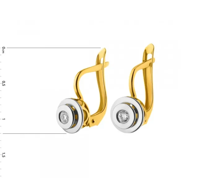 Kolczyki z żółtego i białego złota z brylantami - 0,11 ct - próba 585