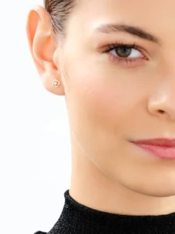 Kolczyki z żółtego i białego złota z brylantami - 0,01 ct - próba 375