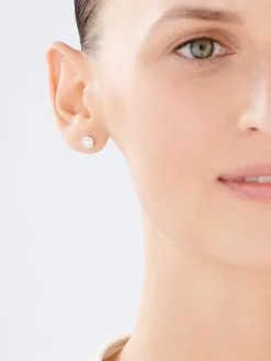 Kolczyki z żółtego i białego złota z brylantami - 0,45 ct - próba 585