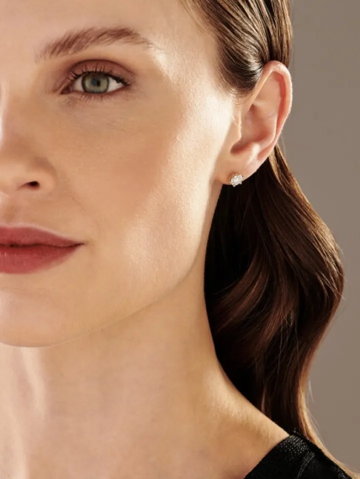 Kolczyki z żółtego i białego złota z brylantami - 0,45 ct - próba 585