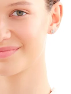 Kolczyki z żółtego i białego złota z diamentami - 0,08 ct - próba 375