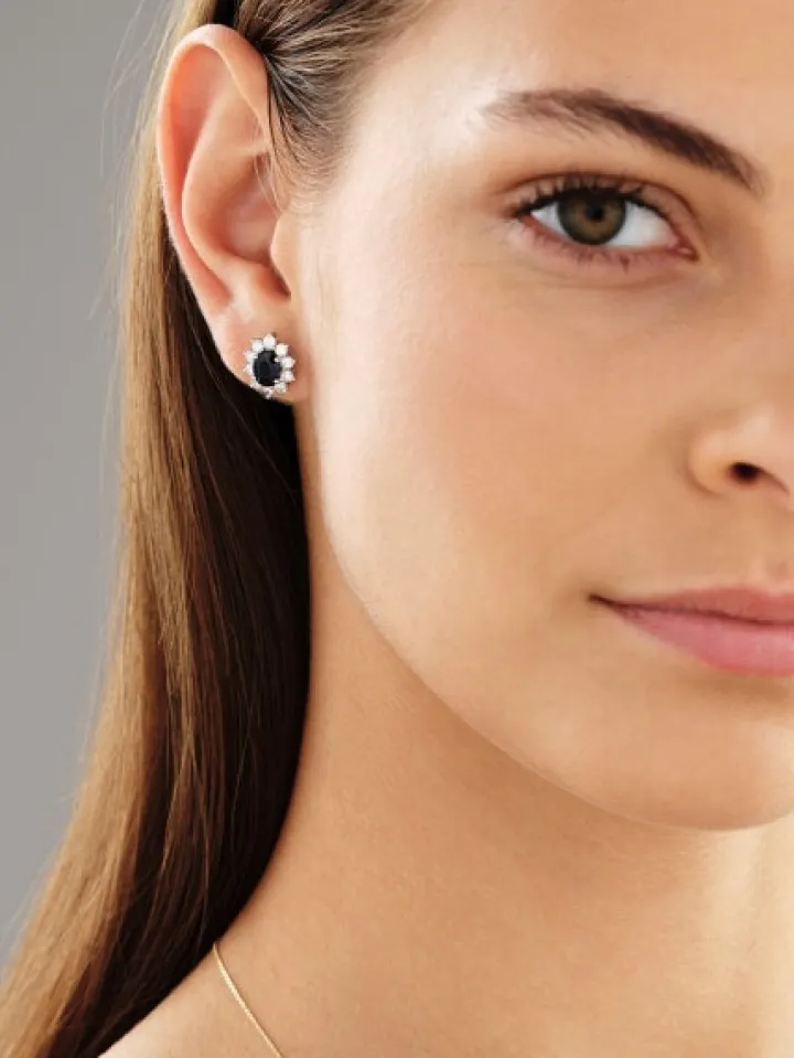 Kolczyki z żółtego i białego złota z brylantami i szafirami - próba 585