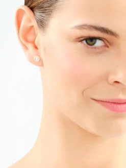 Kolczyki z żółtego i białego złota z brylantami - 0,04 ct - próba 585