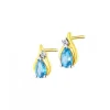Kolczyki z żółtego i białego złota z diamentami i topazami - próba 375