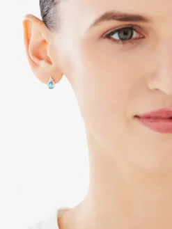 Kolczyki z żółtego i białego złota z diamentami i topazami - próba 375