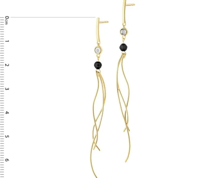 Kolczyki z żółtego i białego złota z diamentami i agatami - próba 375