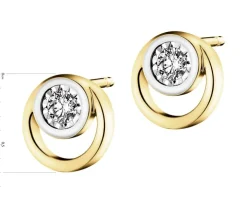 Kolczyki z żółtego i białego złota z brylantami - 0,12 ct - próba 585