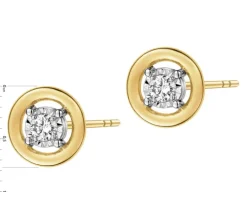 Kolczyki z żółtego i białego złota z brylantami - 0,12 ct - próba 585