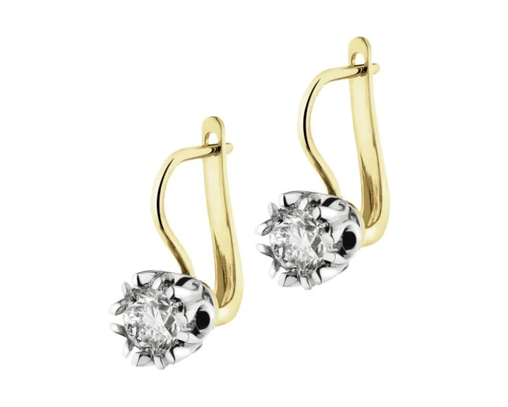 Kolczyki z żółtego i białego złota z brylantami - SI2/H - 2,00 ct - próba 750