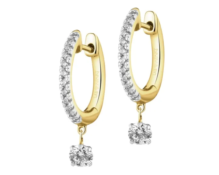 Kolczyki z żółtego i białego złota z brylantami laboratoryjnymi - 0,50 ct - próba 585