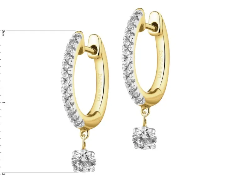 Kolczyki z żółtego i białego złota z brylantami laboratoryjnymi - 0,50 ct - próba 585