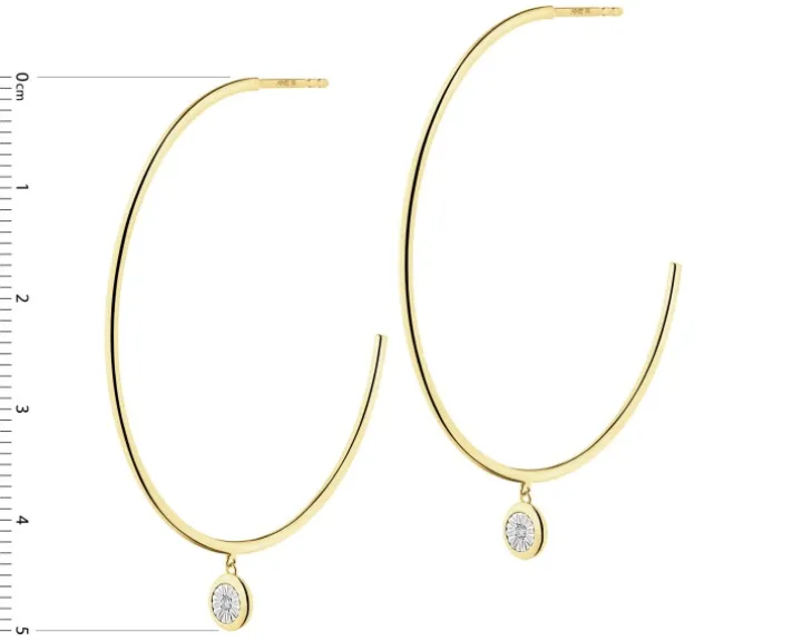 Kolczyki z żółtego i białego złota z brylantami - koła - 0,01 ct - próba 375