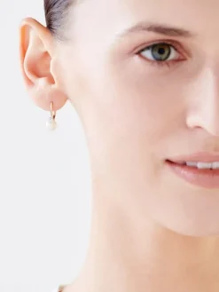 Kolczyki z żółtego i białego złota z diamentami i perłami - próba 585