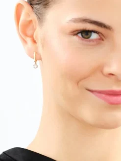 Kolczyki z żółtego i białego złota z brylantami - 0,15 ct - próba 585