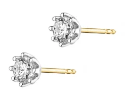 Kolczyki z żółtego i białego złota brylantami - 0,40 ct - próba 585