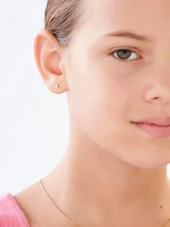 Kolczyki z żółtego i białego złota z brylantami - 0,02 ct - próba 375