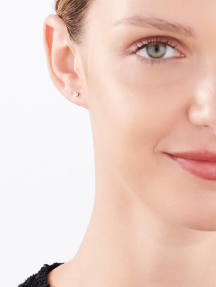 Kolczyki z żółtego i białego złota z brylantami - 0,02 ct - próba 375