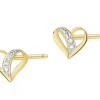 Kolczyki z żółtego złota z brylantami - serca - 0,008 ct - próba 375