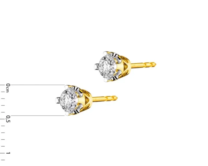 Kolczyki z żółtego złota z brylantami - 0,36 ct - próba 750