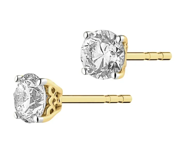 Kolczyki z żółtego złota z brylantami - 0,69 ct - próba 585