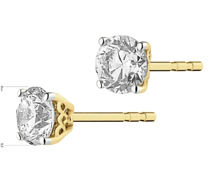 Kolczyki z żółtego złota z brylantami - 0,69 ct - próba 585