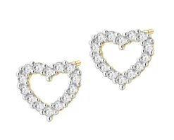 Kolczyki z żółtego złota z brylantami laboratoryjnymi - serca - 0,20 ct - próba 585