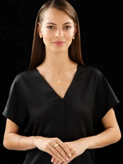 Kolczyki z żółtego złota z brylantami i perłami Golden South Sea - próba 585