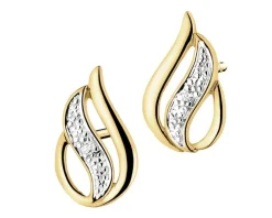 Kolczyki z żółtego złota z brylantami - 0,01 ct - próba 375