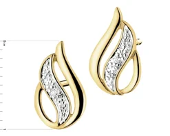 Kolczyki z żółtego złota z brylantami - 0,01 ct - próba 375
