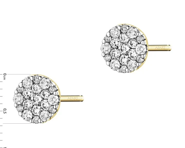 Kolczyki z żółtego złota z brylantami - 0,48 ct - próba 585