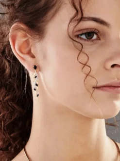 Kolczyki z żółtego złota z brylantami i szafirami - próba 585