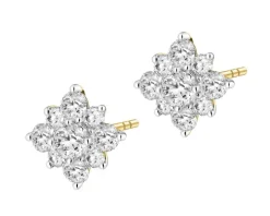 Kolczyki z żółtego złota z brylantami laboratoryjnymi - 0,50 ct - próba 585