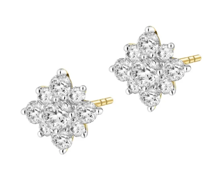 Kolczyki z żółtego złota z brylantami laboratoryjnymi - 0,50 ct - próba 585