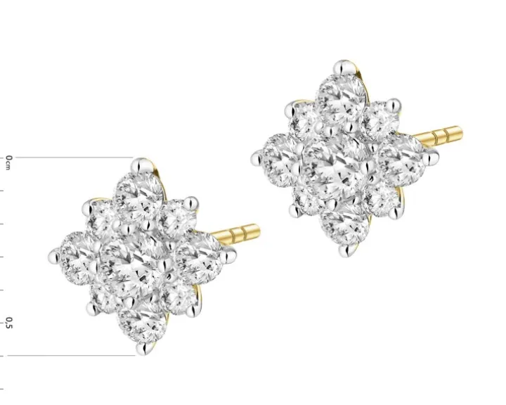 Kolczyki z żółtego złota z brylantami laboratoryjnymi - 0,50 ct - próba 585