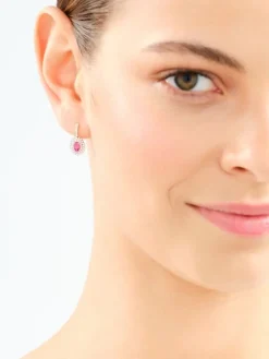 Kolczyki z żółtego złota z brylantami i rubinami - próba 585