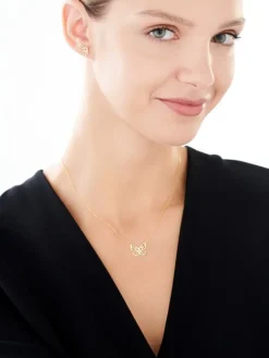 Kolczyki z żółtego złota z brylantami - motyle - 0,02 ct - próba 375