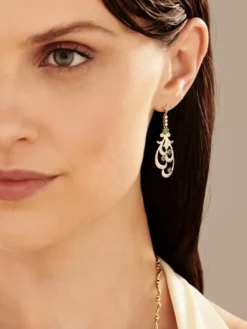 Kolczyki z żółtego złota z brylantami i szmaragdami - próba 585