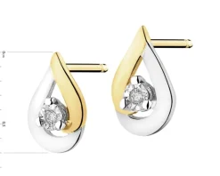 Kolczyki z żółtego złota z brylantami - 0,01 ct - próba 375