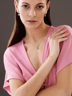 Kolczyki z żółtego złota z brylantami i tanzanitami - próba 585