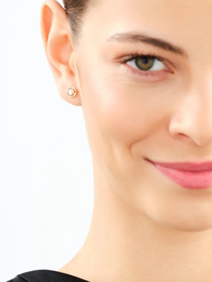 Kolczyki z żółtego złota z brylantami - 0,17 ct - próba 585